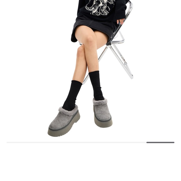 Coach Gray Fur-Lined Platform Mules - Picture 6 of 6